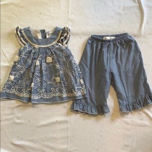 Toddler girl cotton embroidered pant set 18m